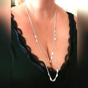 Long silver-toned 30in necklace